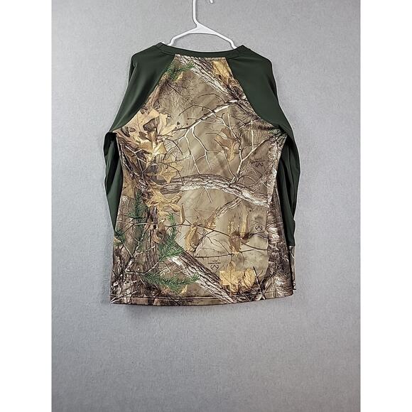 Under Armour Scent Control ColdGear Green Camo LS V Neck Shirt Womens Plus 2XL - Picture 6 of 12